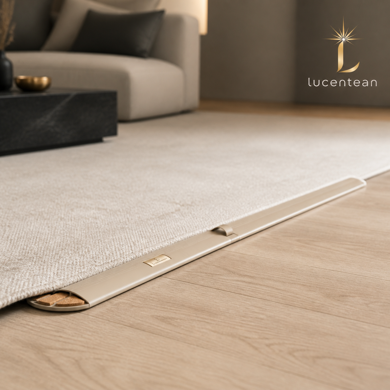 Lucentean™ Rug-Edge Settle Strip — Low-Profile Floor Alignment Bar