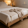 Lucentean™ Bed-End Transition Veil — Draped Bedside Landing Layer